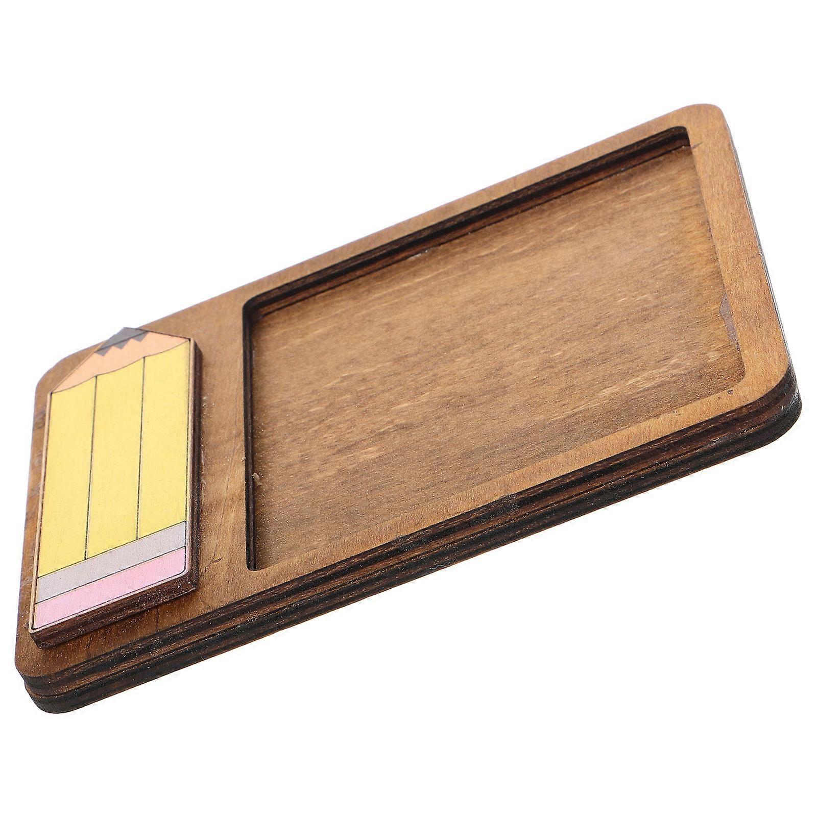 Wooden Memo Paper Holder Portable Desktop Organizer Box for Notepad Dispenser Rustic Compact for Home Office Use