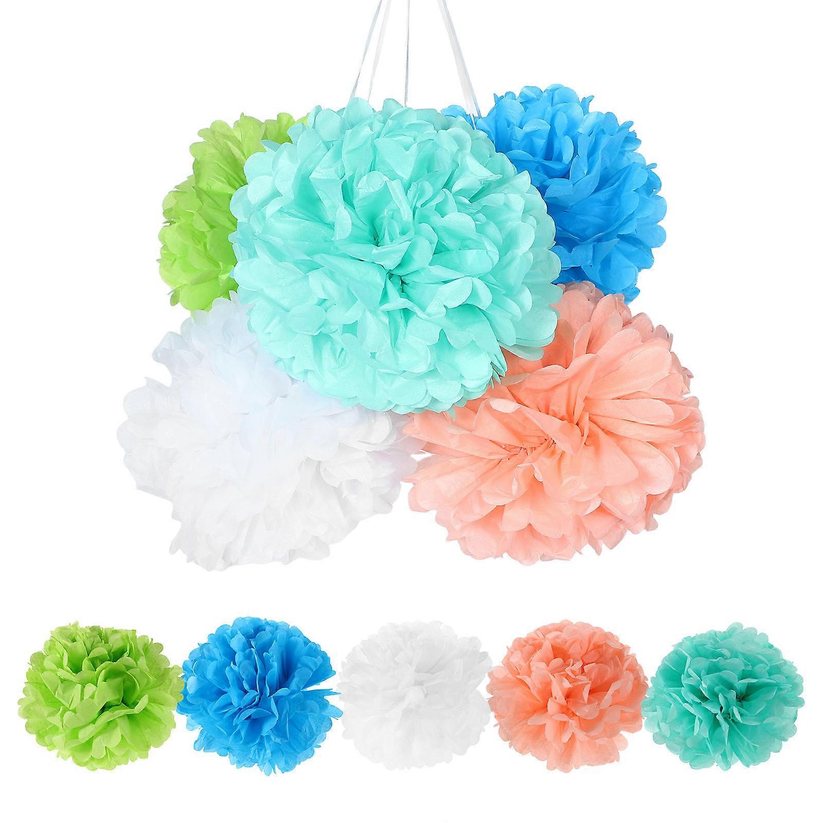 Assorted Color Tissue Paper Flower Balls for Easy Decoration Birthday Party and Event Preparation 10pcs