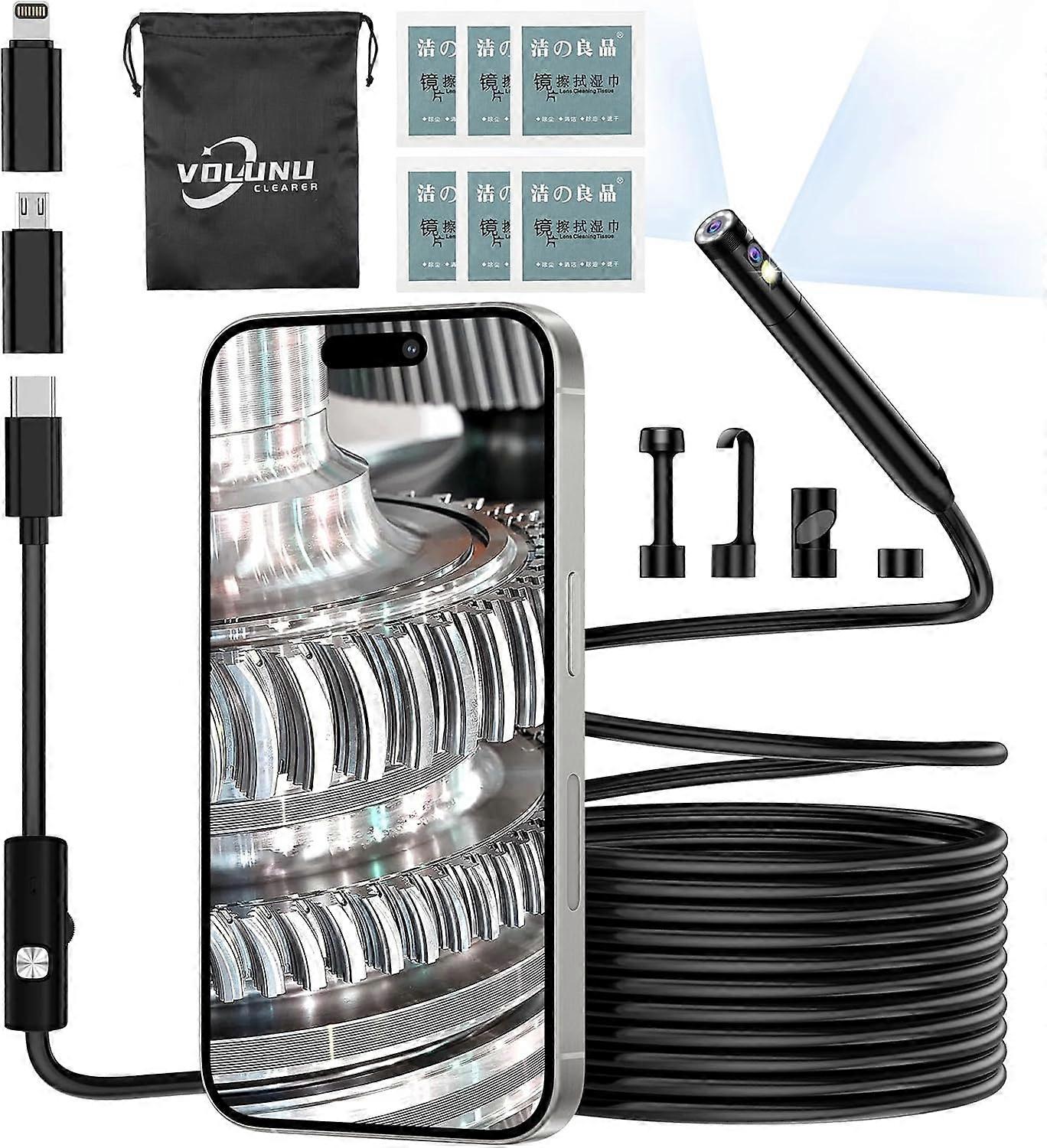 Dual-Lens Borescope,Endoscope Camera with Light,1920P