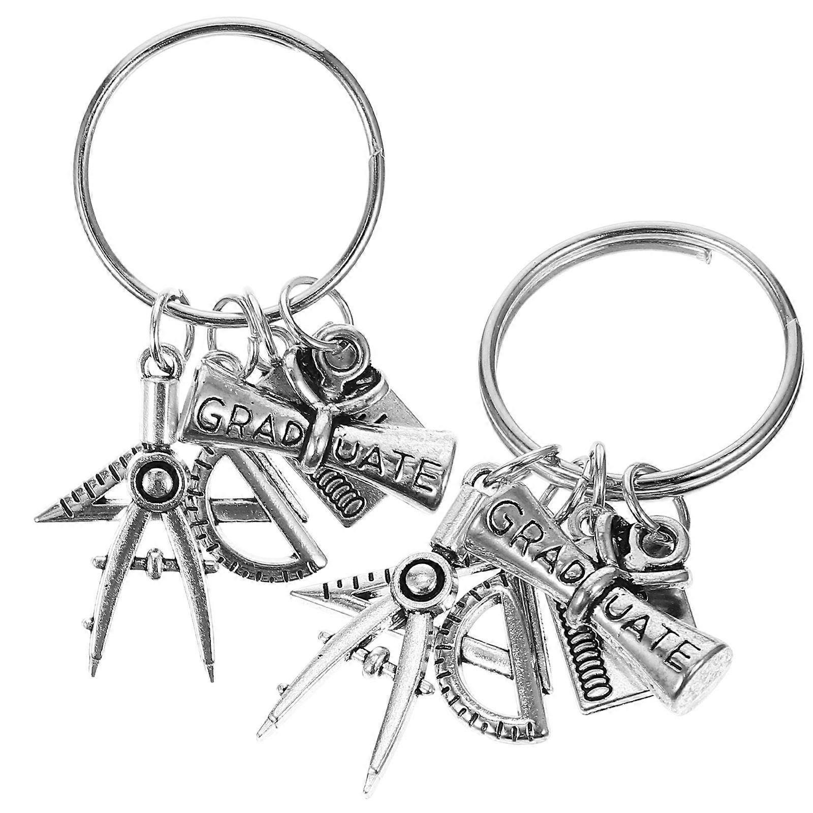 Keychain For Graduation 2Pcs Graduation Key Rings Simple Ring Design Daily Use Silver Key Decoration