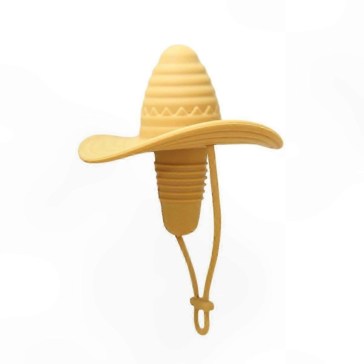 Wheat-Colored Silicone Wine Stopper with Cowboy Hat Design