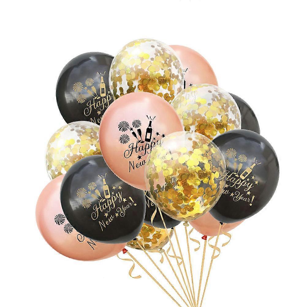 Happy New Year Balloons Set Flexible Latex Balloons Party Decorations Round 15Pcs