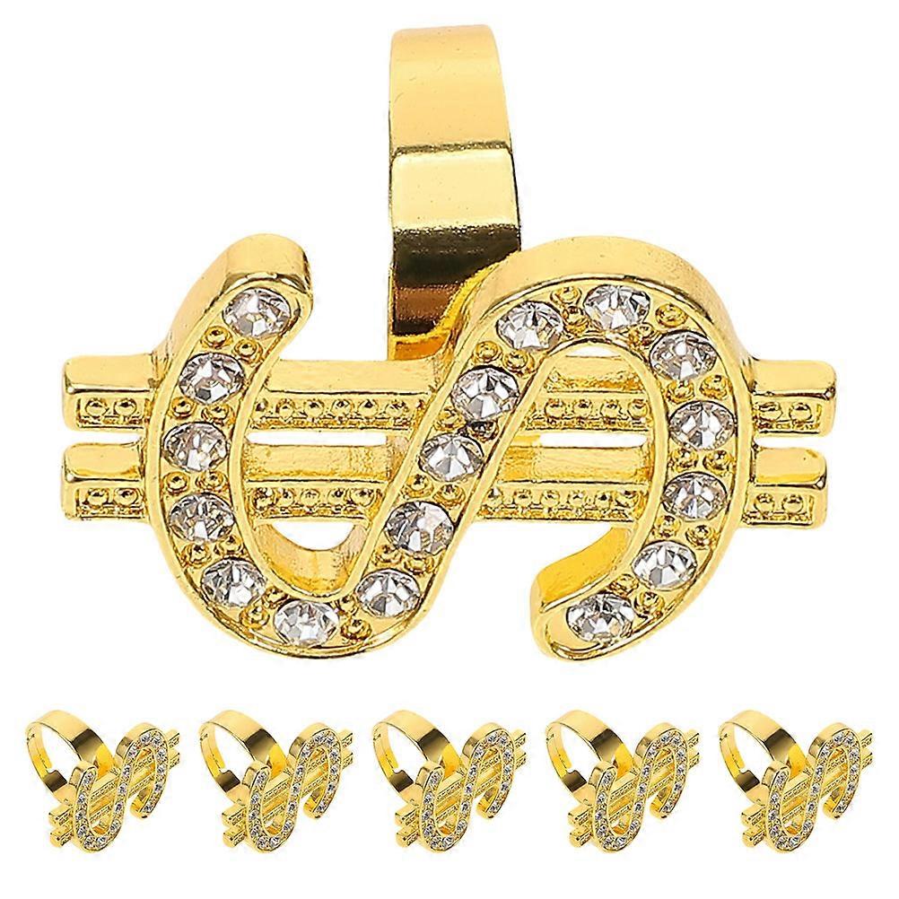 Here's a refined and engaging product description based on your input:
**6pcs Punk Statement Rings – Bold & Sparkling Adorned Costume Accessories