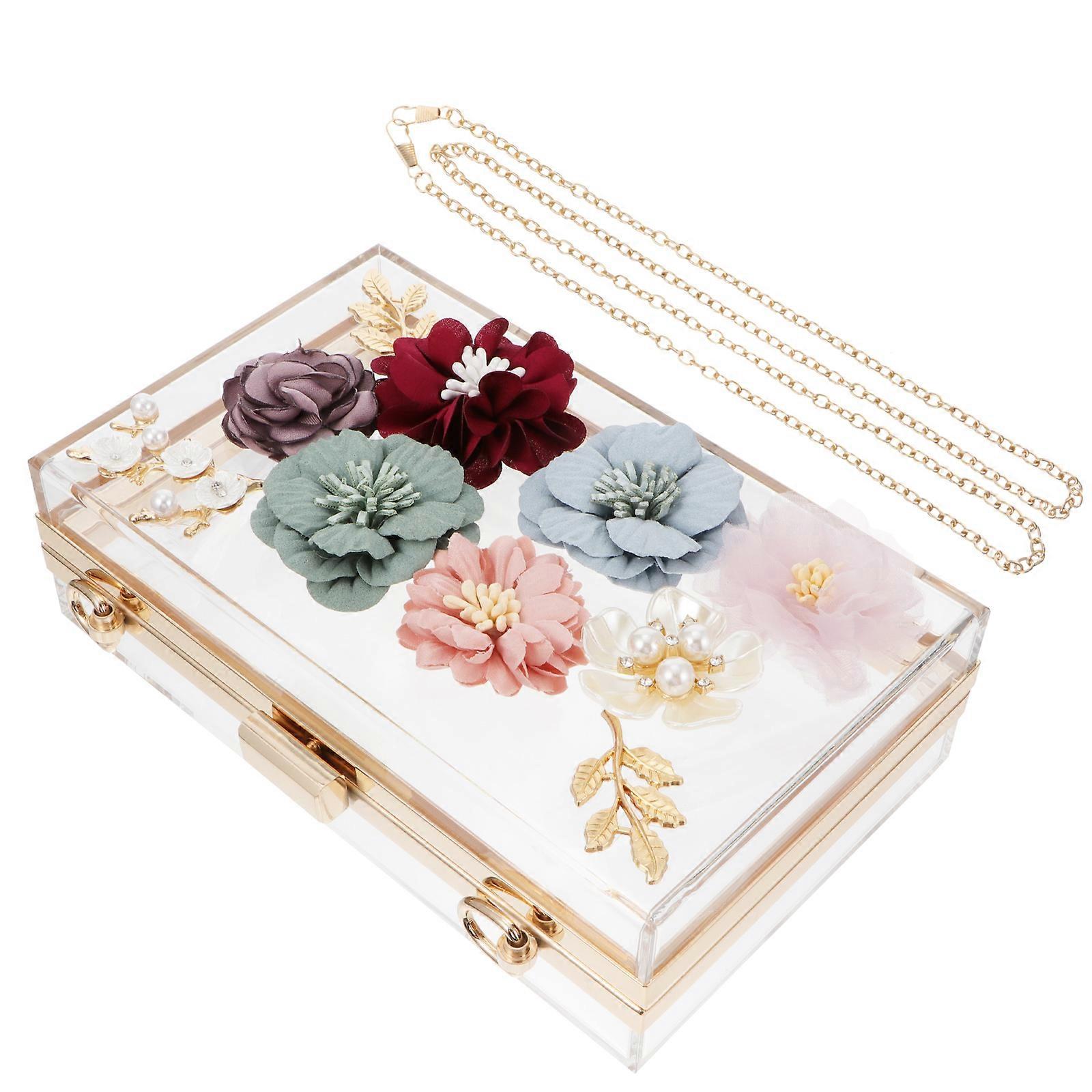 Elegant Floral Clutch Bag for Women – Transparent Design Evening Purse for Parties, Banquets, and Daily Use