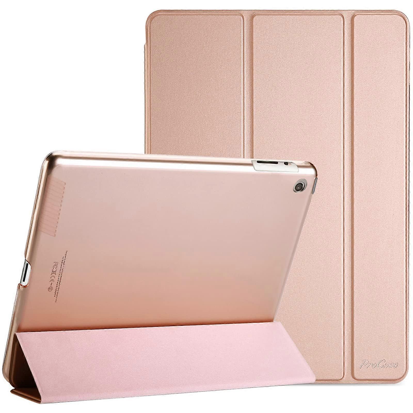 iPad 2 Case, iPad 3 Case, iPad 4 Case - Ultra Thin Lightweight Stand Cover with Translucent Frosted Back for 9.7 Inch Rosagold