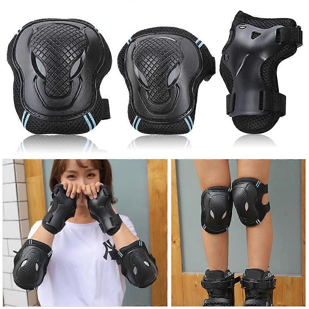 Knee Elbow Wrist Pads Set S/M/L Safety Gear Black Red Blue