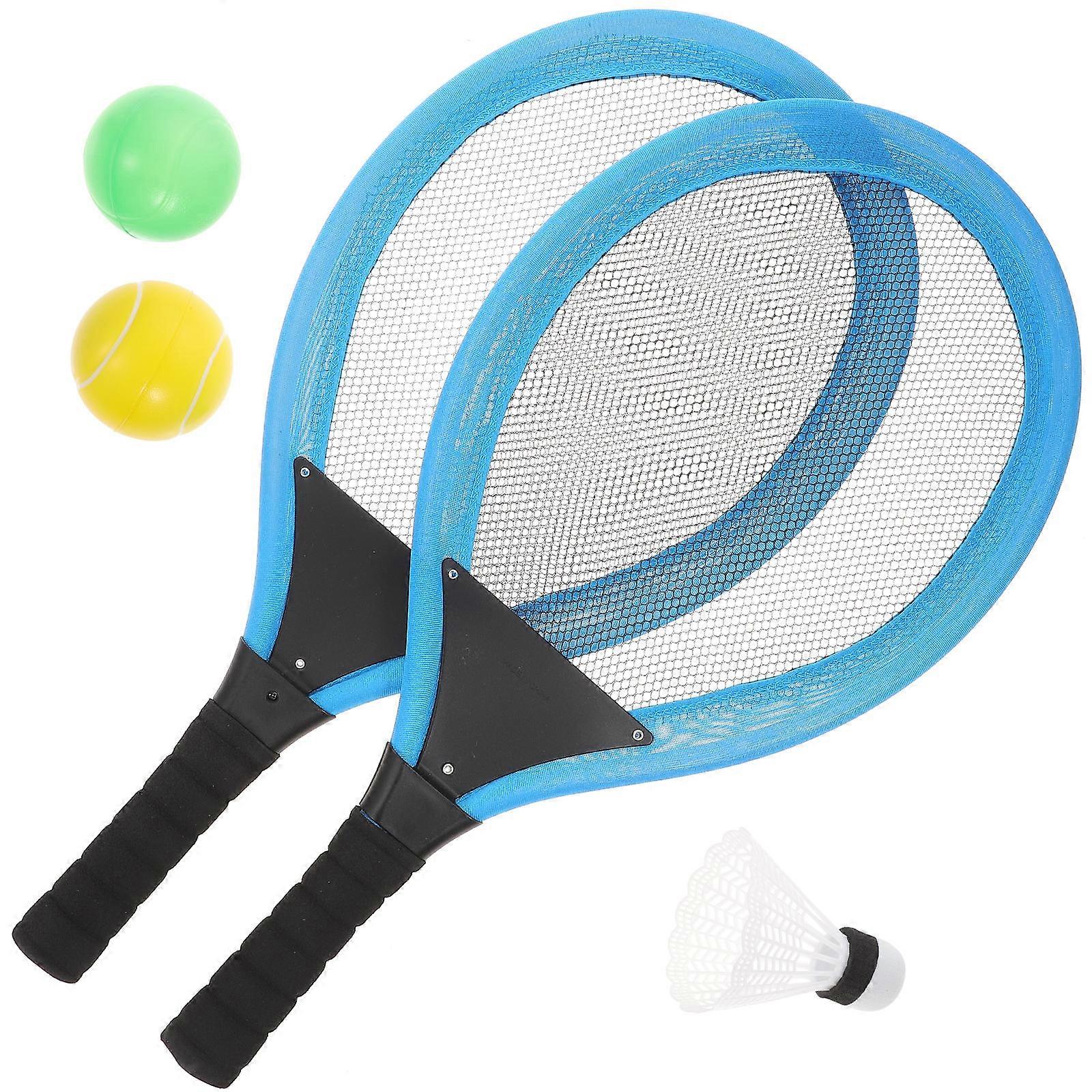 Assorted Color Plastic Racket Set for Kids Playing with Elastic Net Lightweight Compact Design 2PCS