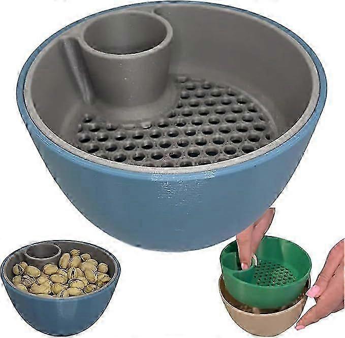 3D Printed Nut & Seed Bowl, Double Dish Pistachio Bowl with Shell Storage, 2-in-1 Snack Organizer for Pistachios, Cherries, Sunflower Seeds, and Candy