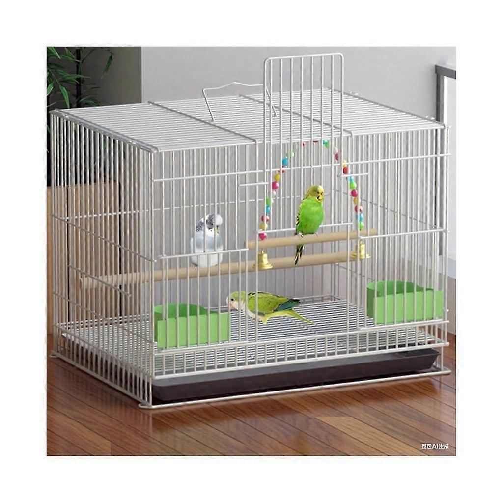 Bird Cage Metal With Pull-Out Tray, Foldable, Multiple Feeding Doors, Parrots And Small Birds, White, Small