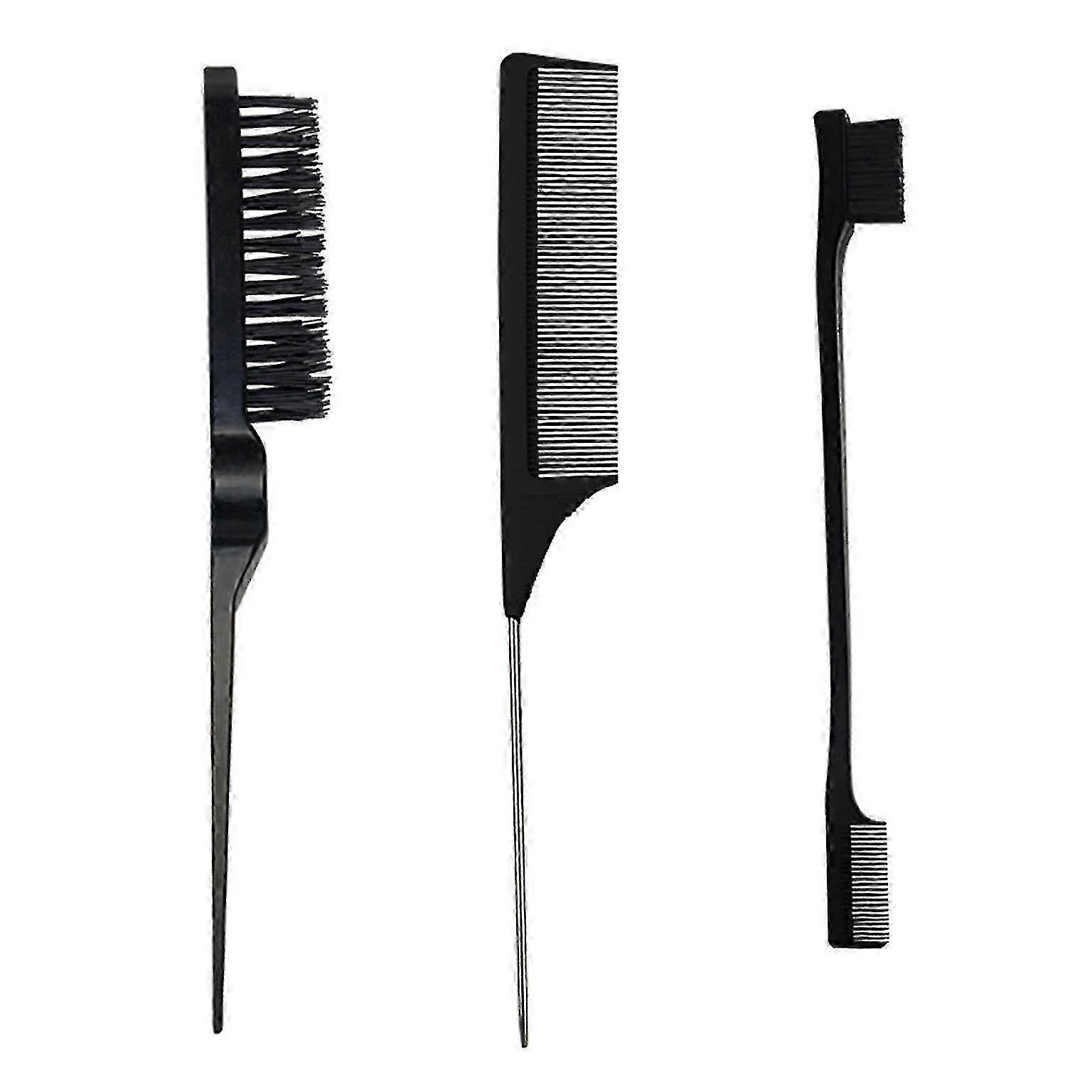 3-Piece Double Edge Hair Brush Set - Portable Detangling, Smoothing & Precision