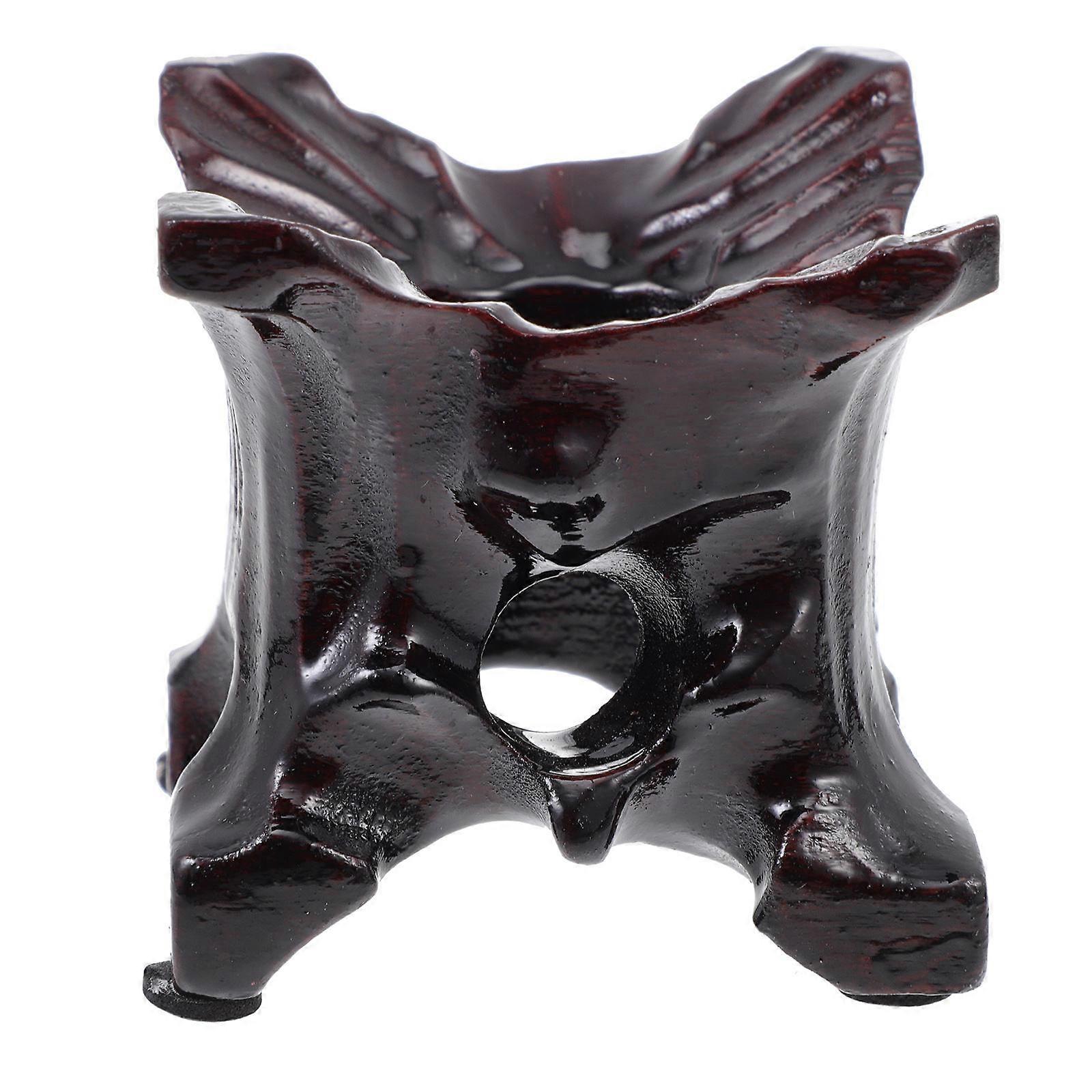 Crystal Ball Stand with Decorative Wooden Base for Household Display in Dark Brown Color