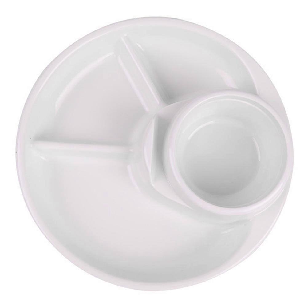 White Platter Divided Food Plate Kitchen Use Suitable For Storage Holder And Dish 21x21cm 1Pack