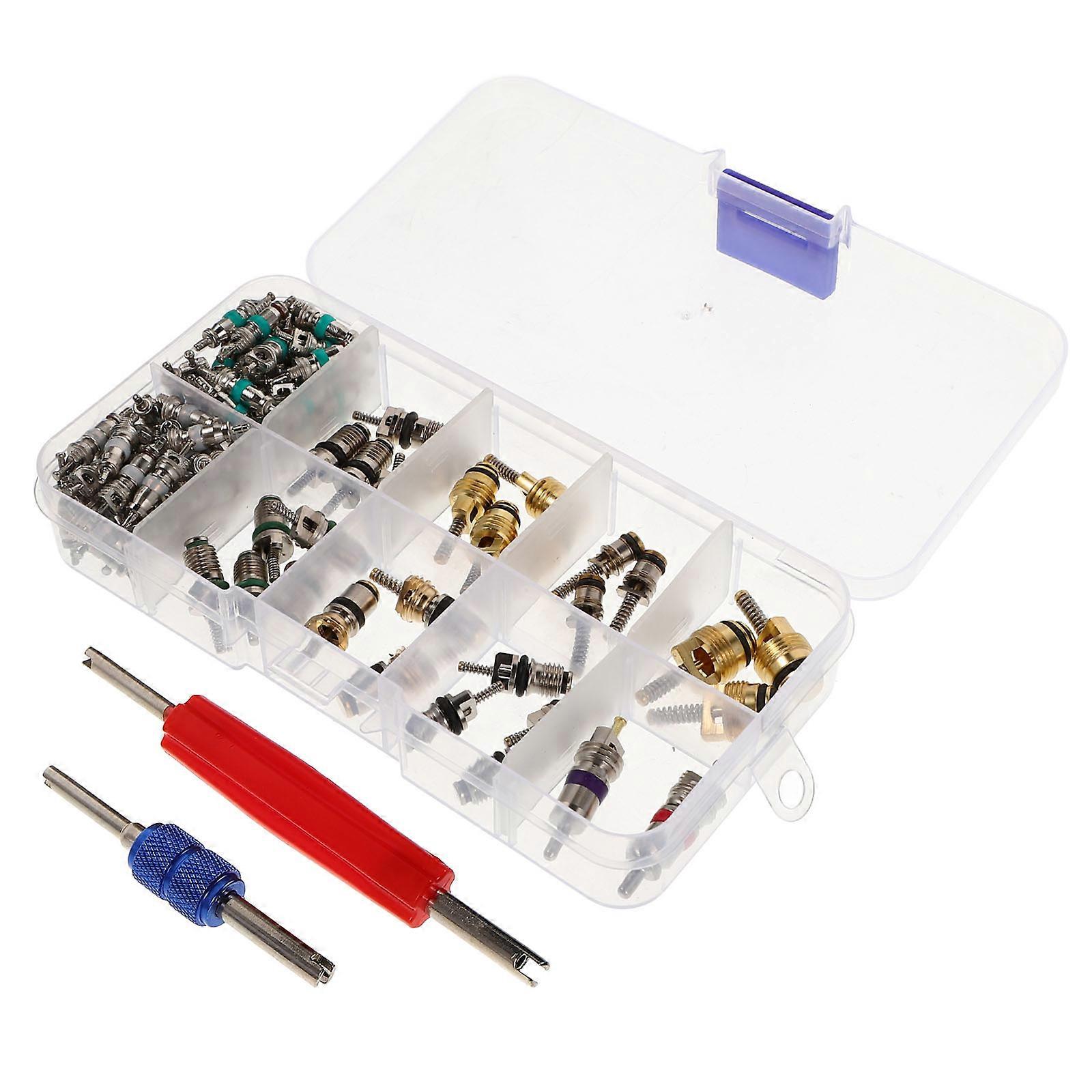 102pcs Automotive Valve Core Kit with Head Dismantling Tool – Portable Tire Valve Stem Repair Assortment for Easy Installation and Universal
