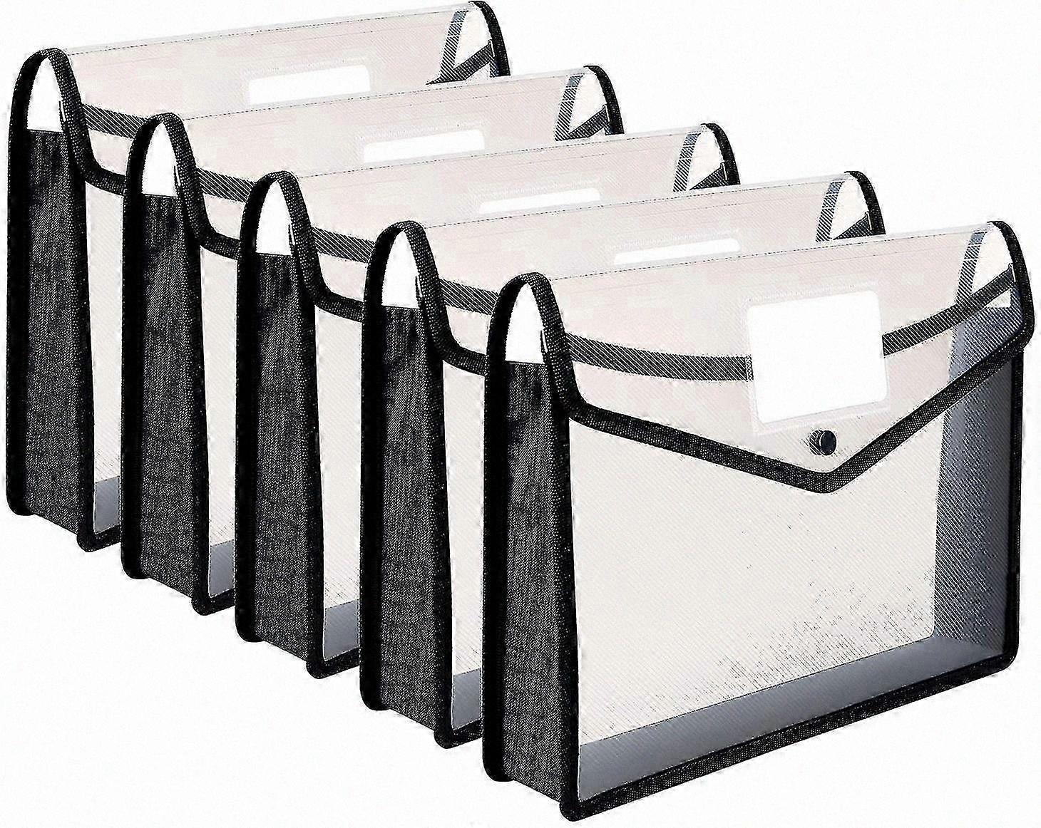 For 2024A4 Plastic Wallet Folder Poly Pockets Envelope,5 Pack File Folders with Button Closure, Waterproof