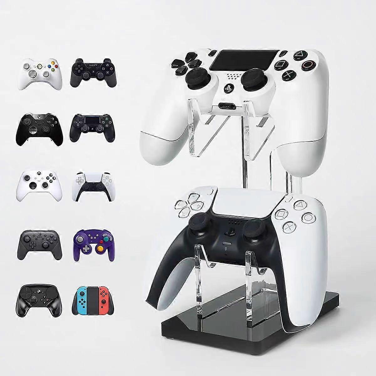 Acrylic Game Controller Holder, Universal Dual Controller Stand, Controller Display Stand (Black)