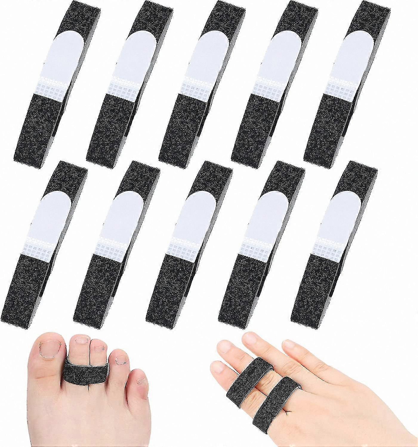10-Pack Reusable Finger Splints - Non-Slip Hook & Loop Fabric Wraps for Toe and Finger Support