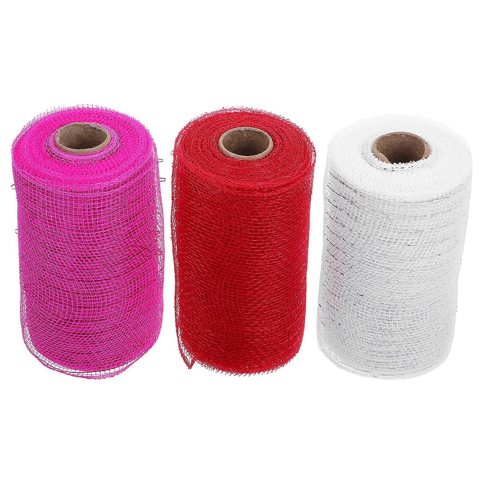 Valentine's Day Ribbon Mesh Fabric for Decor Use 3 Rolls Romantic Tulle