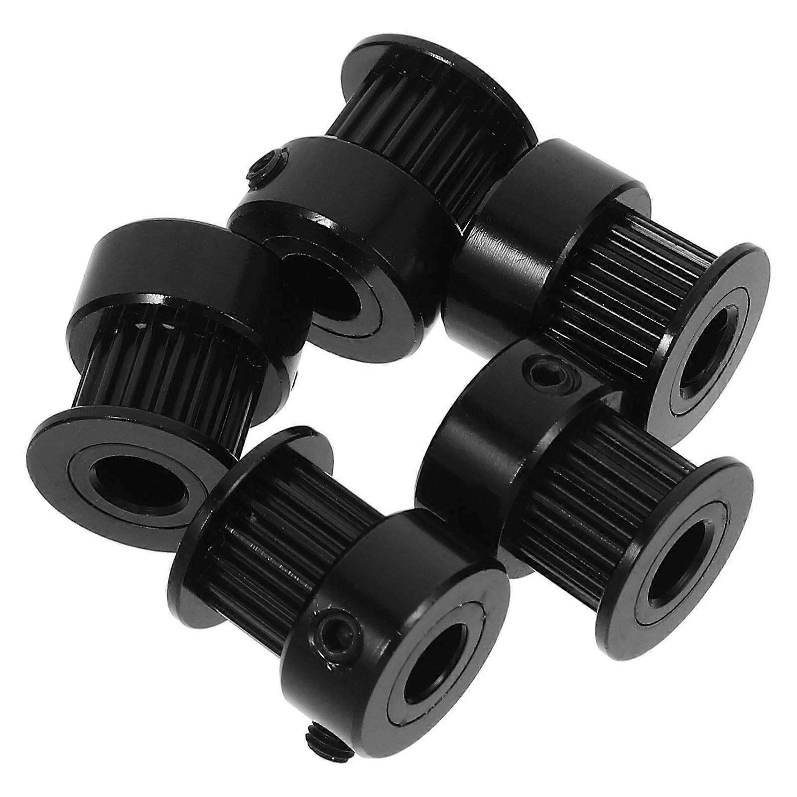 5 Pieces Black Aluminum Alloy GT2 Timing Pulley Kit 6mm Width 14mm Height for 3D Printer Projects