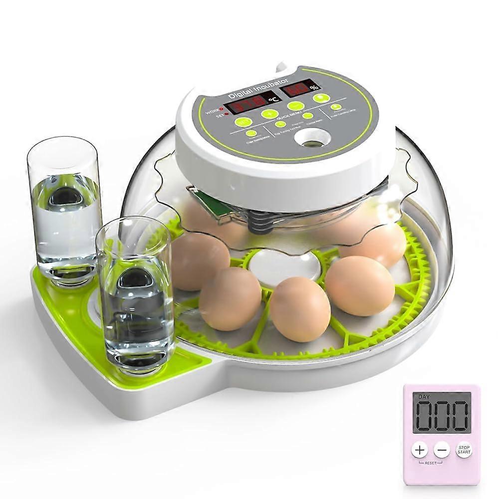8 Egg Incubators With Humidity Display, Automatic Egg Turning, And Control Day Timer For Poultry Farming