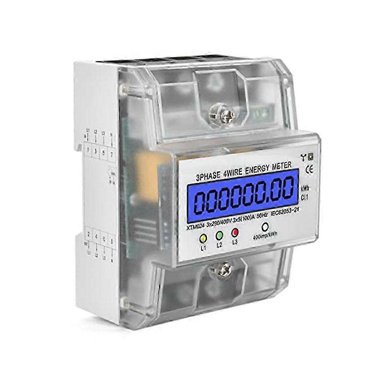 3 פאזה 4p קוט"ש מטר אנרגיה מד אנרגיה 230 / 400V 5-100a מד חשמל דיגיטלי צריכת חשמל