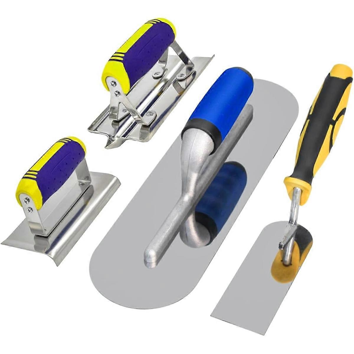 Concrete Tools Set Pool Trowel and Margin Trowel Plus Concrete Edger and Groover Stucco Cement Kit Masonry Construction