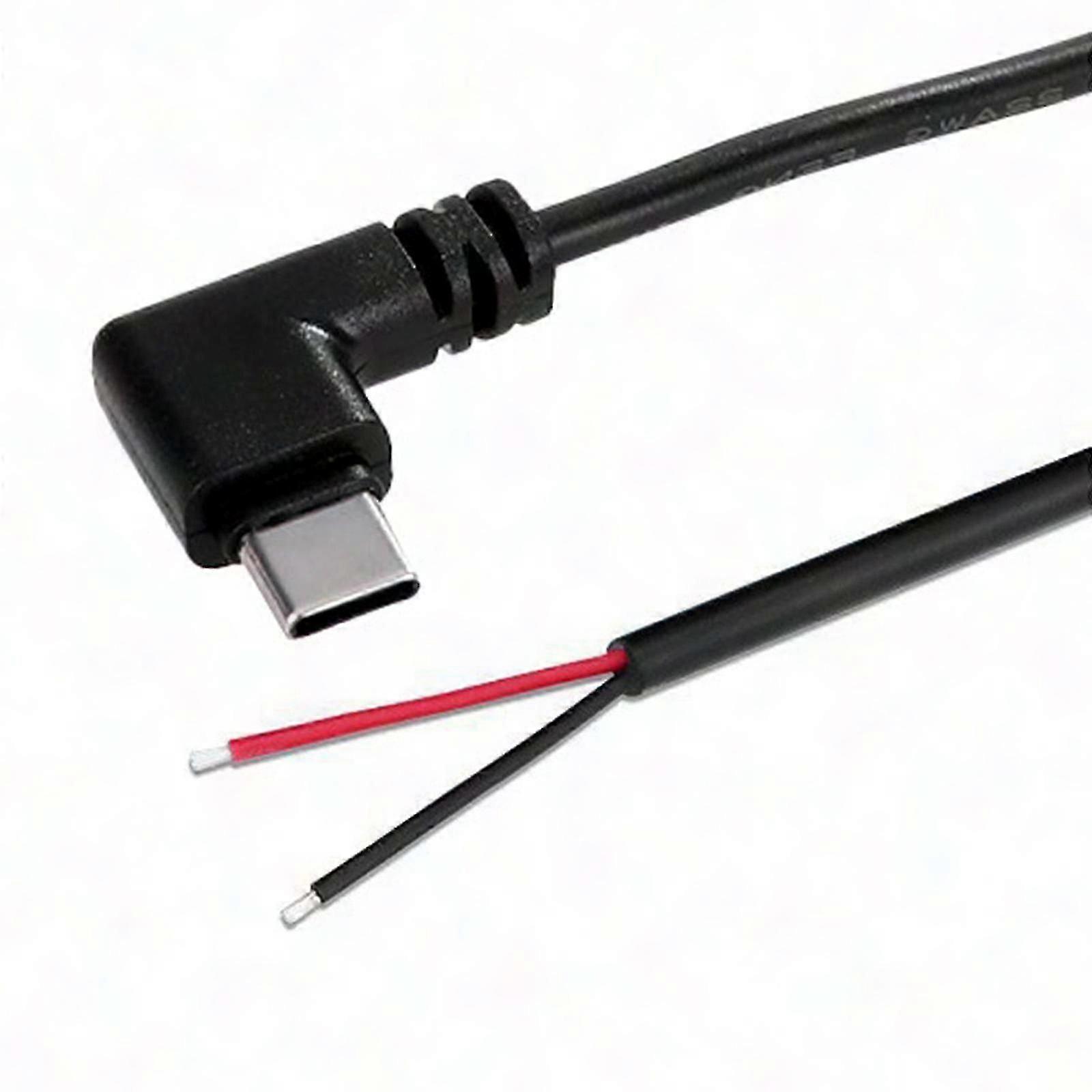 25cm/1m/2m USB C Male to 2Pin Open End Power Cord 5V 3A 22AWG for LED Lights Router Fan Camera