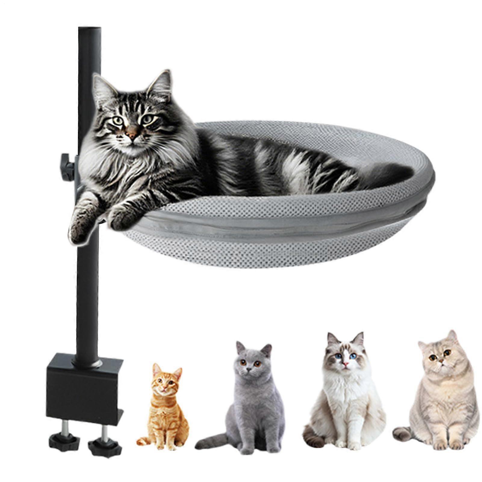 Cat Desk Perch - 360° Spinnable Removable Cat Bed for Indoor Use, Fits Desks, Counters, Closets, RVs, Nightstands