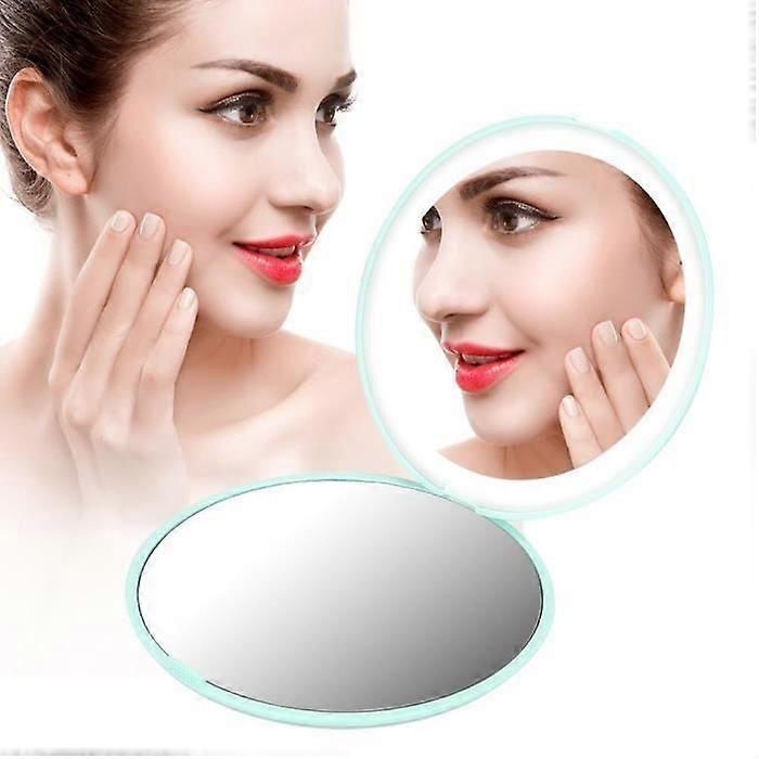ARAMOX LED Mirror Portable 10X Mini 12 LED Folding Makeup Mirror Cosmetic Tool (Green)