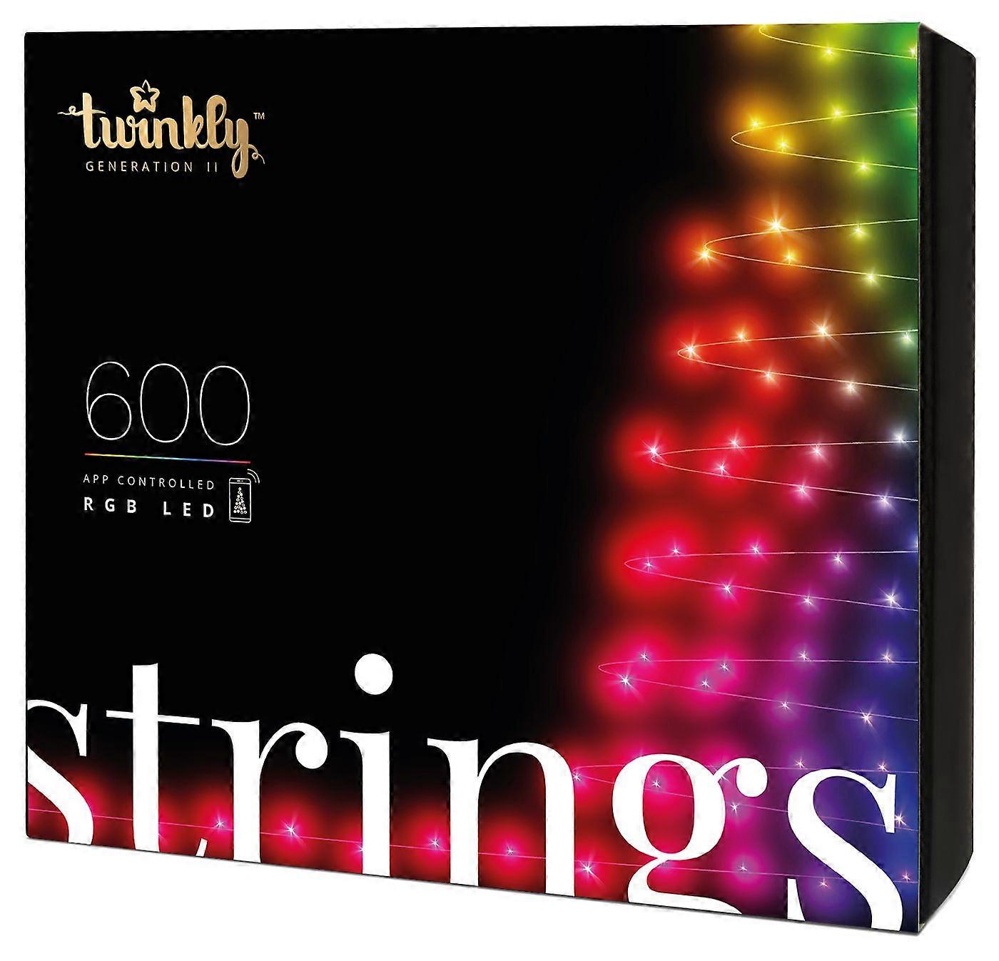 Twinkly Strings 600 (tws600stp-beu) intelligente Weihnachtsbaumbeleuchtung 600 LED RGB 48 m