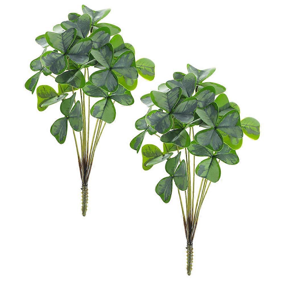 Artificial Shamrock Branch Green Plant for Decoration 4 Bunches Faux Stem