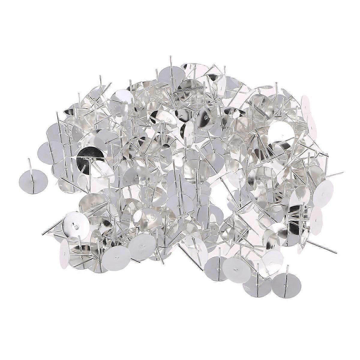 Ear Studs Base Ear Round for Wearing 200Pcs Practical Silver