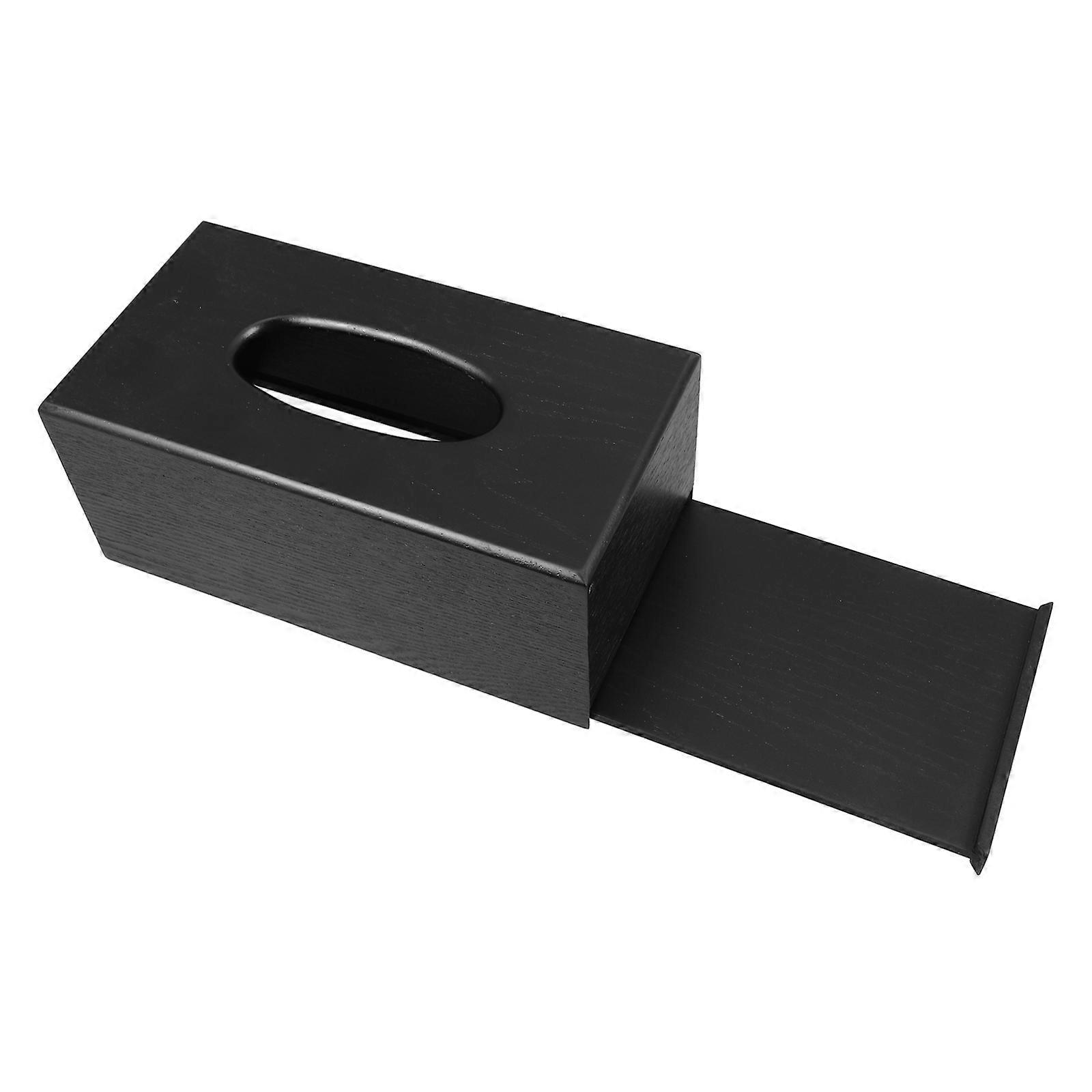 Wooden Tissue Box Cover Black Rectangle for Home Use 4Pcs Set