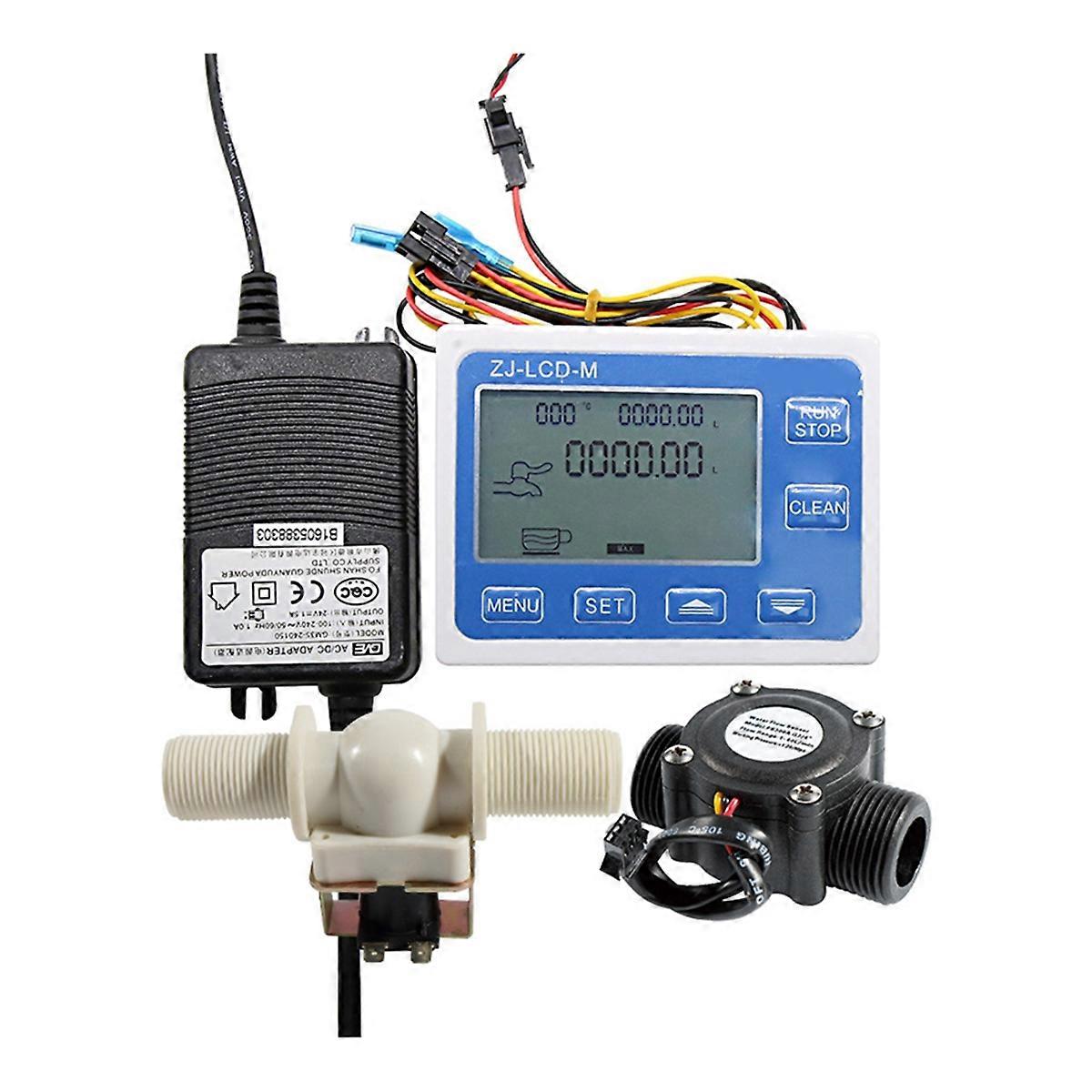 ZJ-LCD-M Digital Flow Meter Filling Controller LCD Display 3/4In with PE Solenoid Valve Automatic Fl