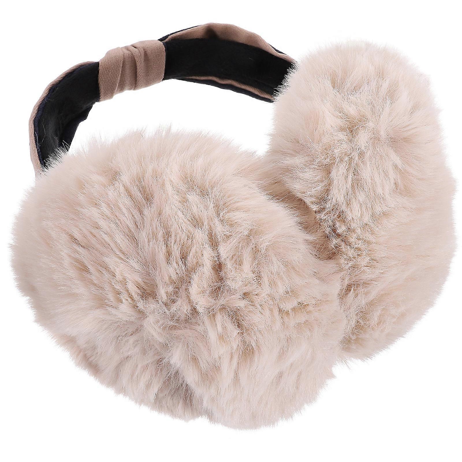 Plush Ear Muff Warm Keeping for Winter Use 3Pcs Beige Reusable Ear Covers