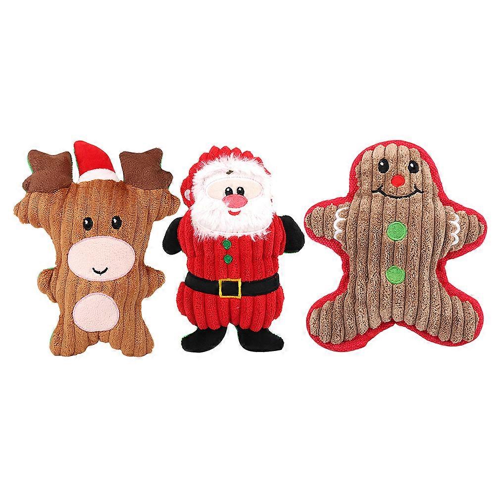 Pet Chewing Toy Plush Christmas Squeaky Toy for Playing 9Pcs