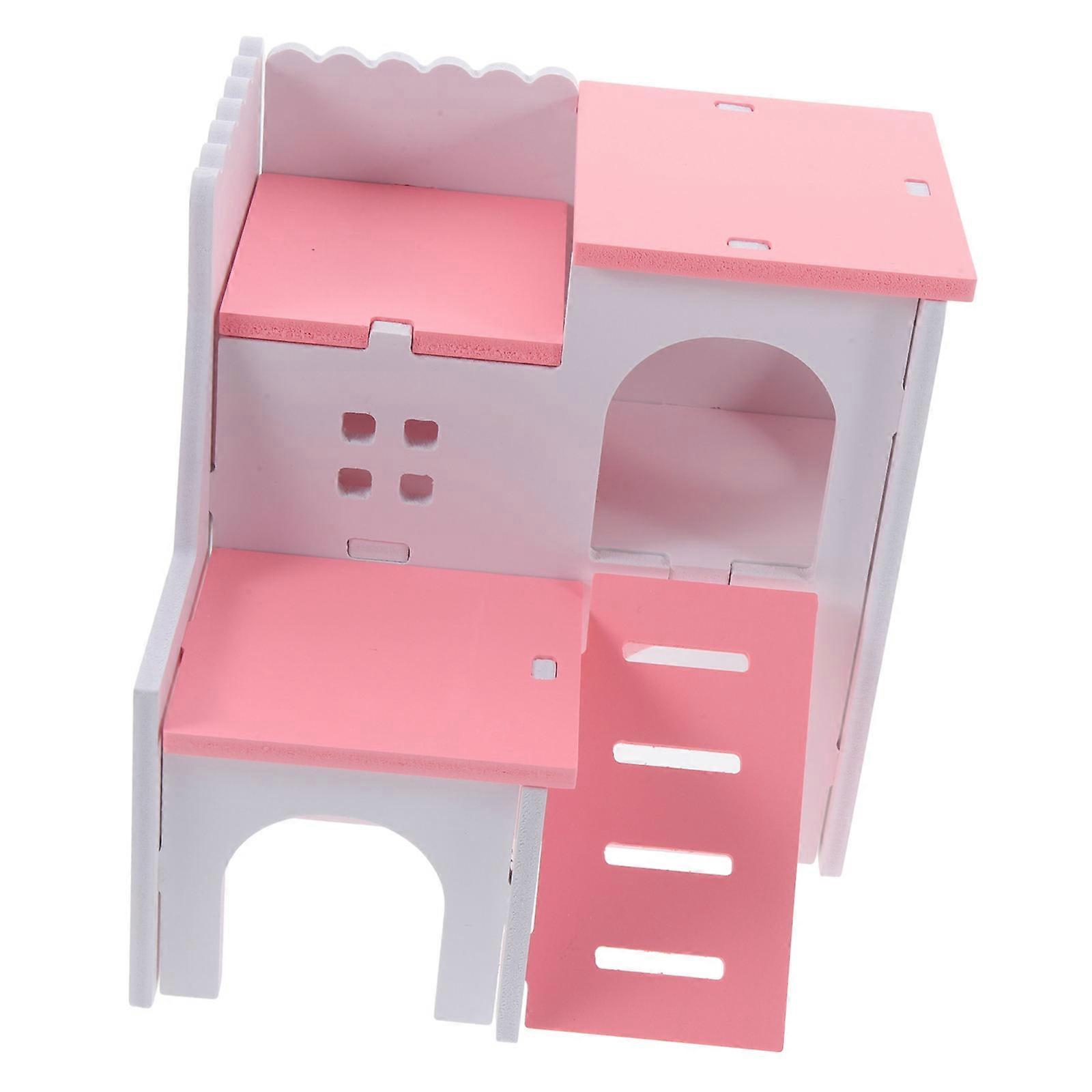 3Pcs Pink Hamster House Hideout for Small Animal Play Toy Hut