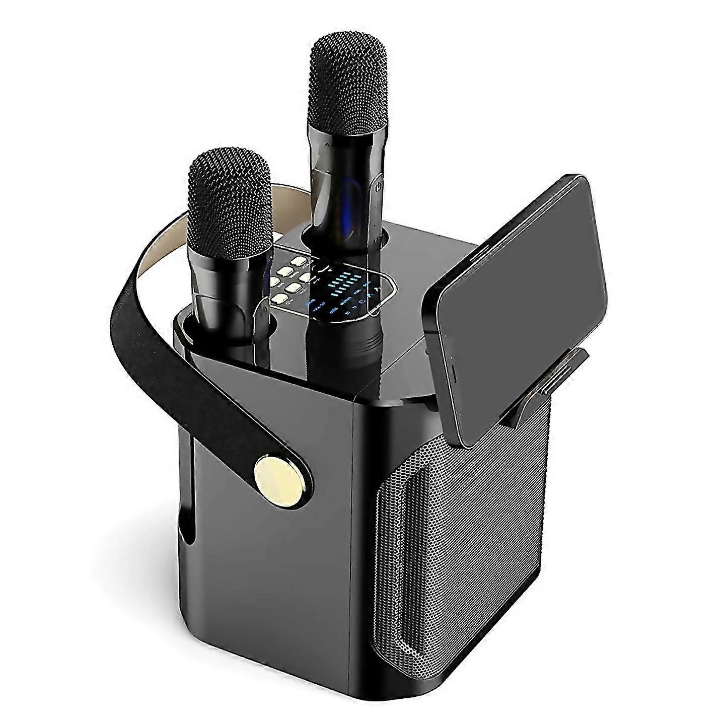 For High Power Karaoke Bluetooth Speaker With Dual Microphone Black