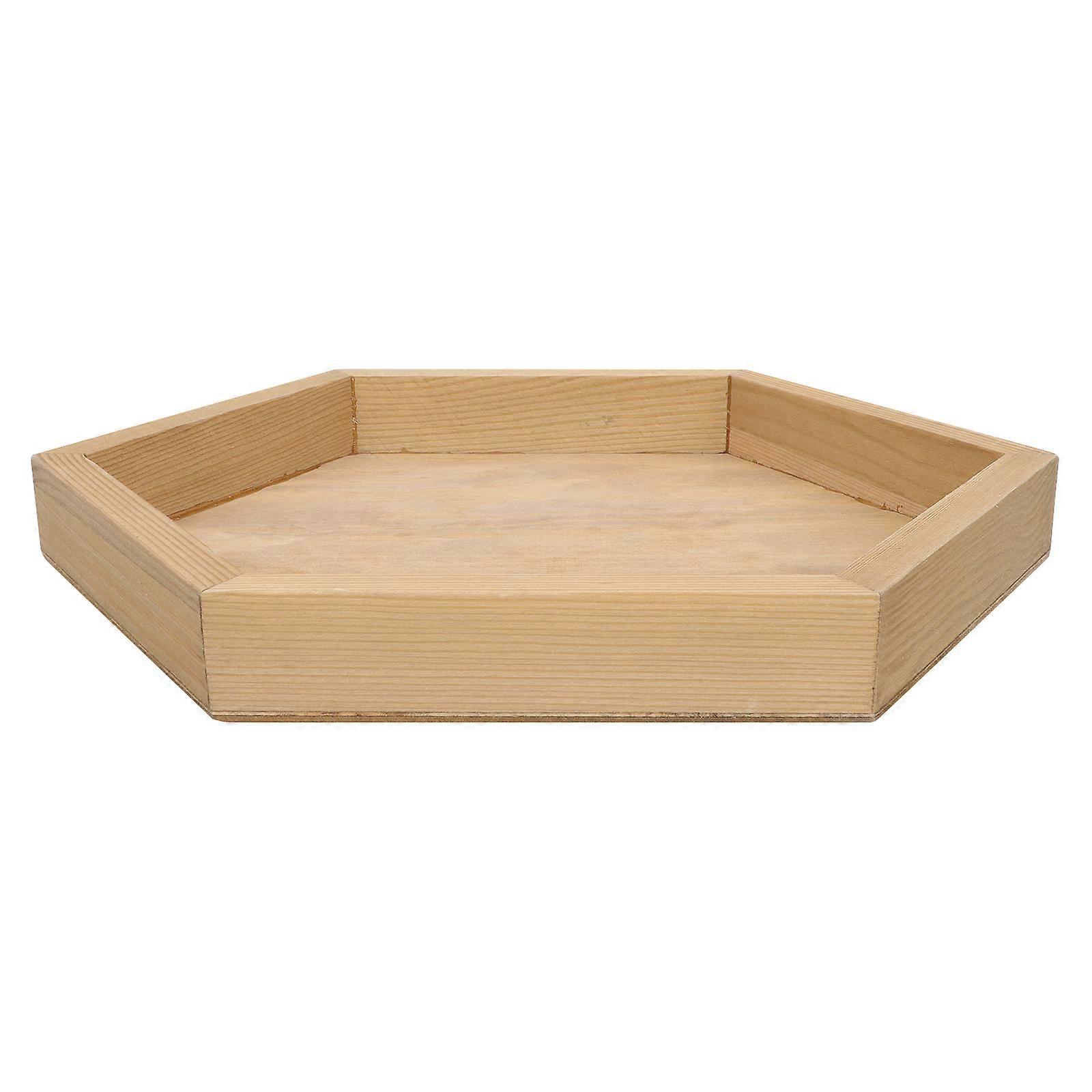 Wooden Hexagonal Tray For Wedding Cake Display 26x26cm Retro Vintage Style 1Pack