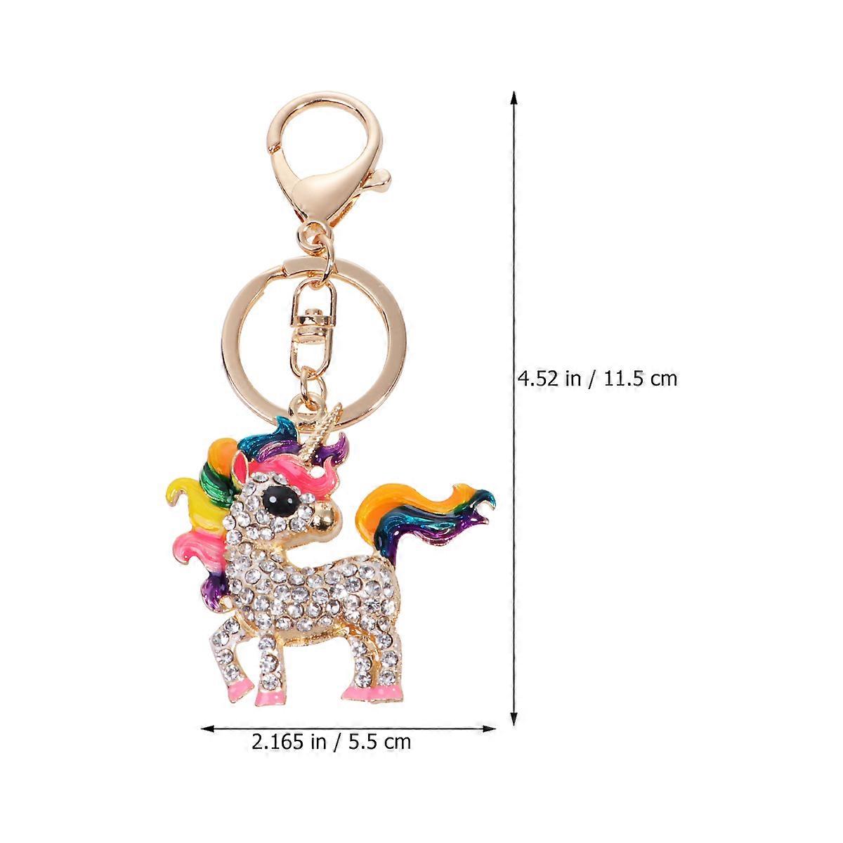 Charm Keychains Rhinestone Unicorns For Car Decoration 1Set