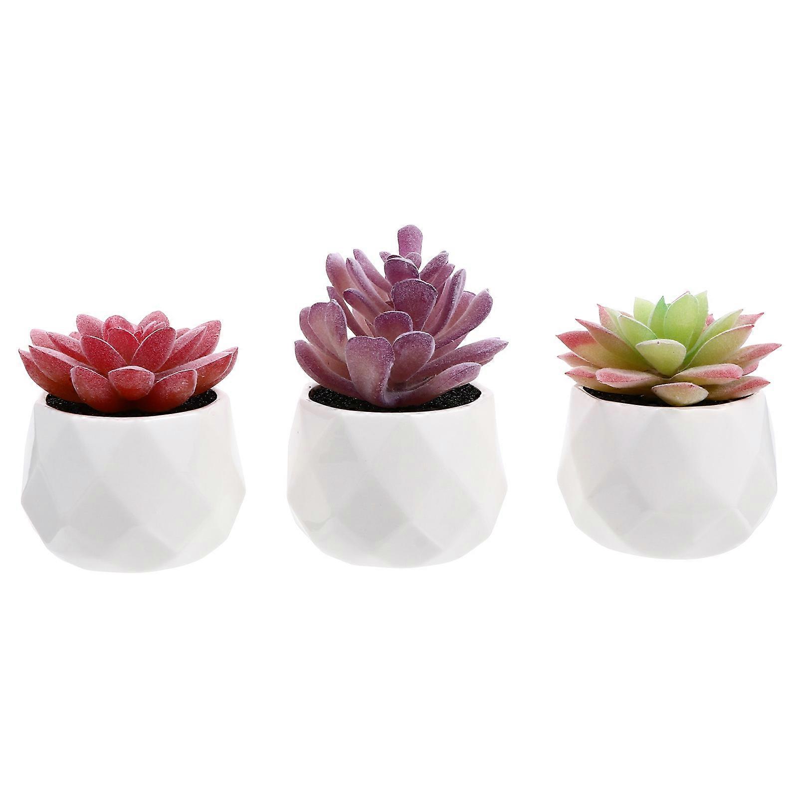 Simulation Potted Plant Artificial Succulent Mini Bonsai Decoration 3Pcs