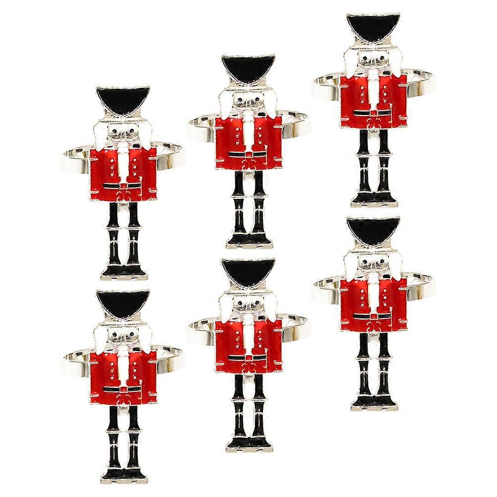 Metal Nutcracker Napkin Rings Silver for Holiday Dining 24Pcs