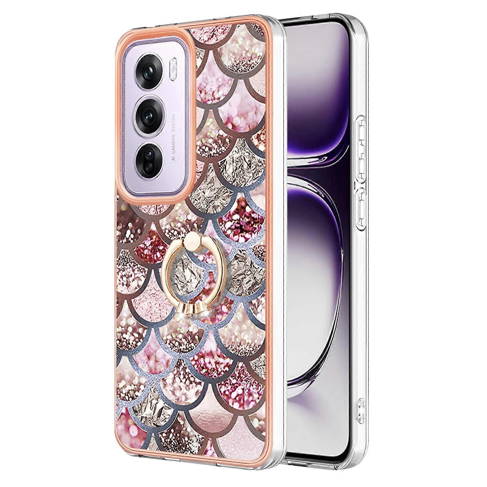Electroplating Pattern IMD TPU Shockproof Case with Rhinestone Ring Holder