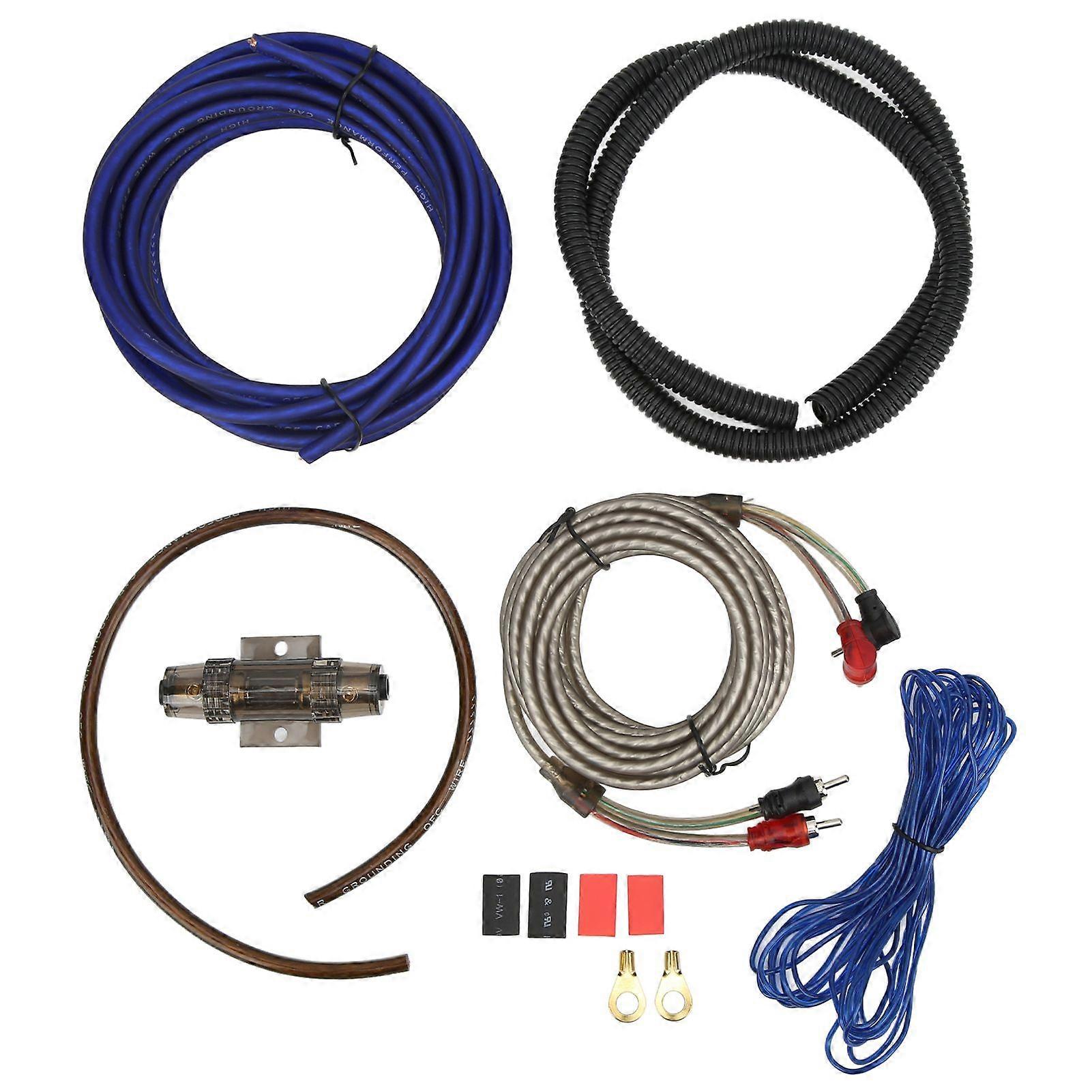 8GA Power Amplifier Installation Kit Car Subwoofer Audio Wire Line Power Cable with Fuse Universal