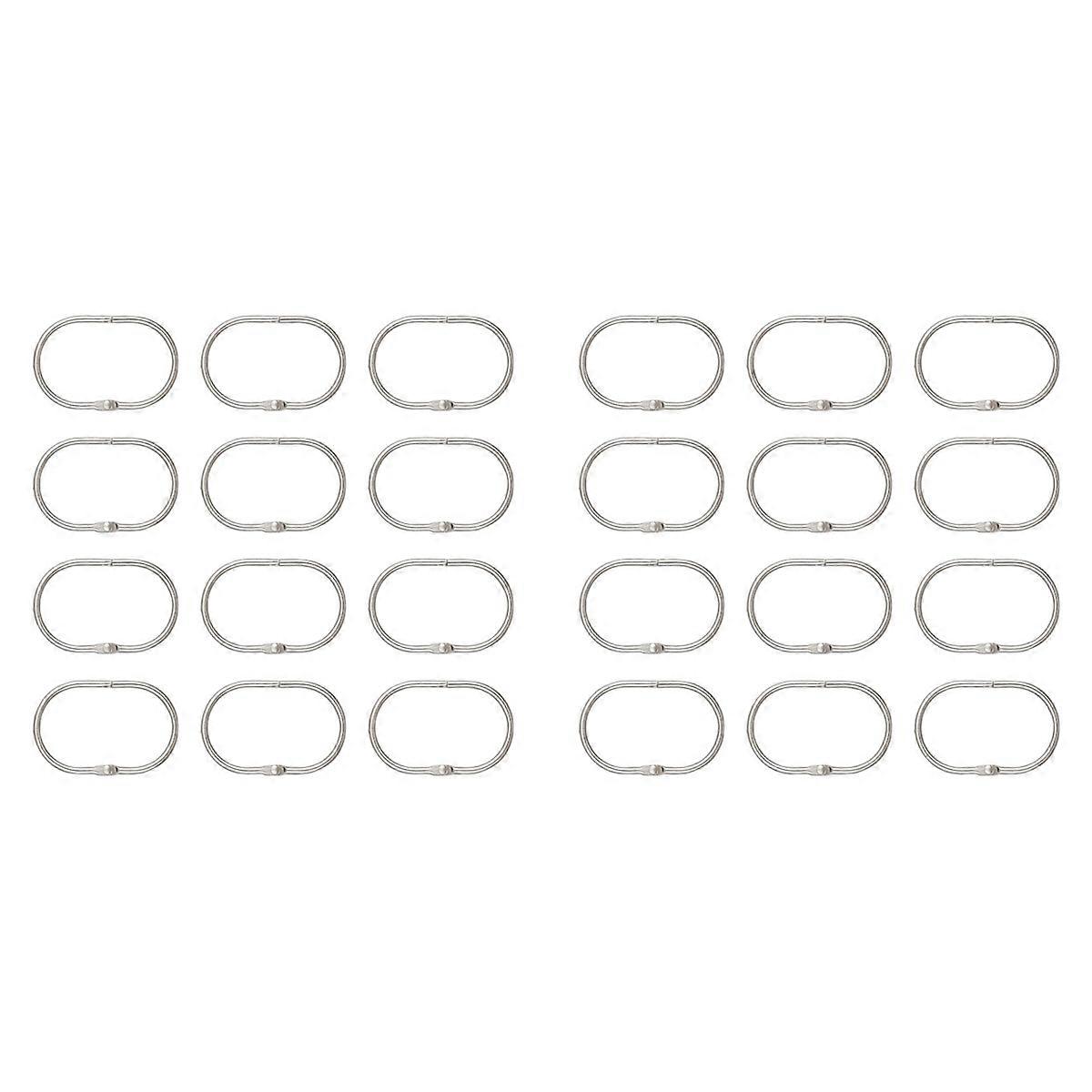 12 Pcs Open Shower Curtain Hook Rings Oval Hanging silver