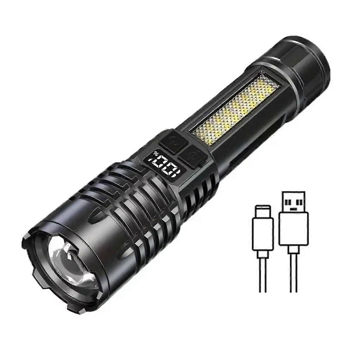 High Power LED Flashlight, TYPE-C Rechargeable, Waterproof,