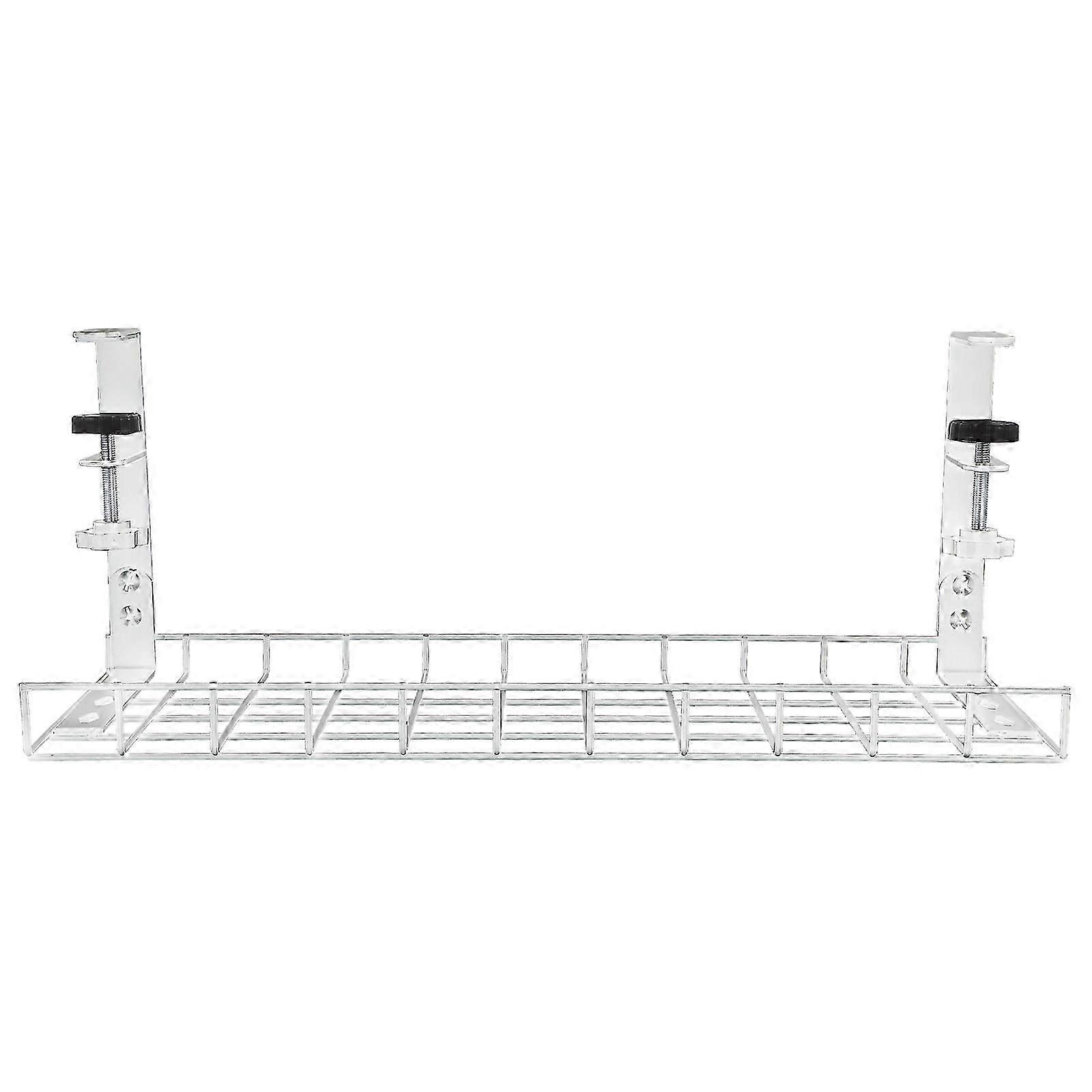 Cord Management Under Desk Cable Storage Rack Rectangular Simple Design White 50X19.5X19CM Steel Office Use 1Pack