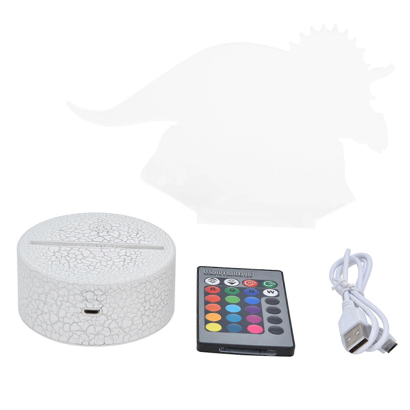 RGB Dinosaur Shape Night Light 16 Colors 4 Modes Dimmable Table Lamp Gift with Touch Remote Control
