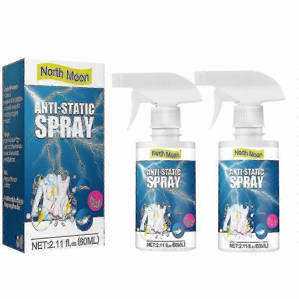 60ml 2pcs Anti-static Spray for Clothes and Hair - Non-hazardous, Safety Static Remover