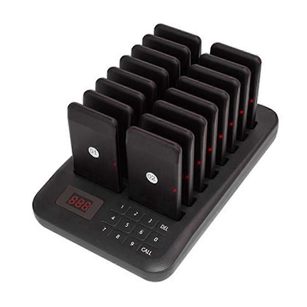 suitable for wireless restaurant pager system with 16 coaster buzzer vibrator bell receivers, eu plug