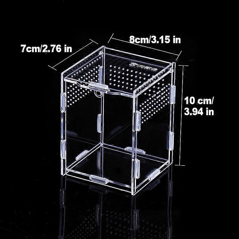 360° Transparent Acrylic Jumping Spider Enclosure Breeding Box Spliced Reptiles Geckos Insect Ventilated Terrarium 12x12x20cm